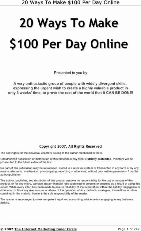 Product picture 20 Ways To Make $100 Per Day Online